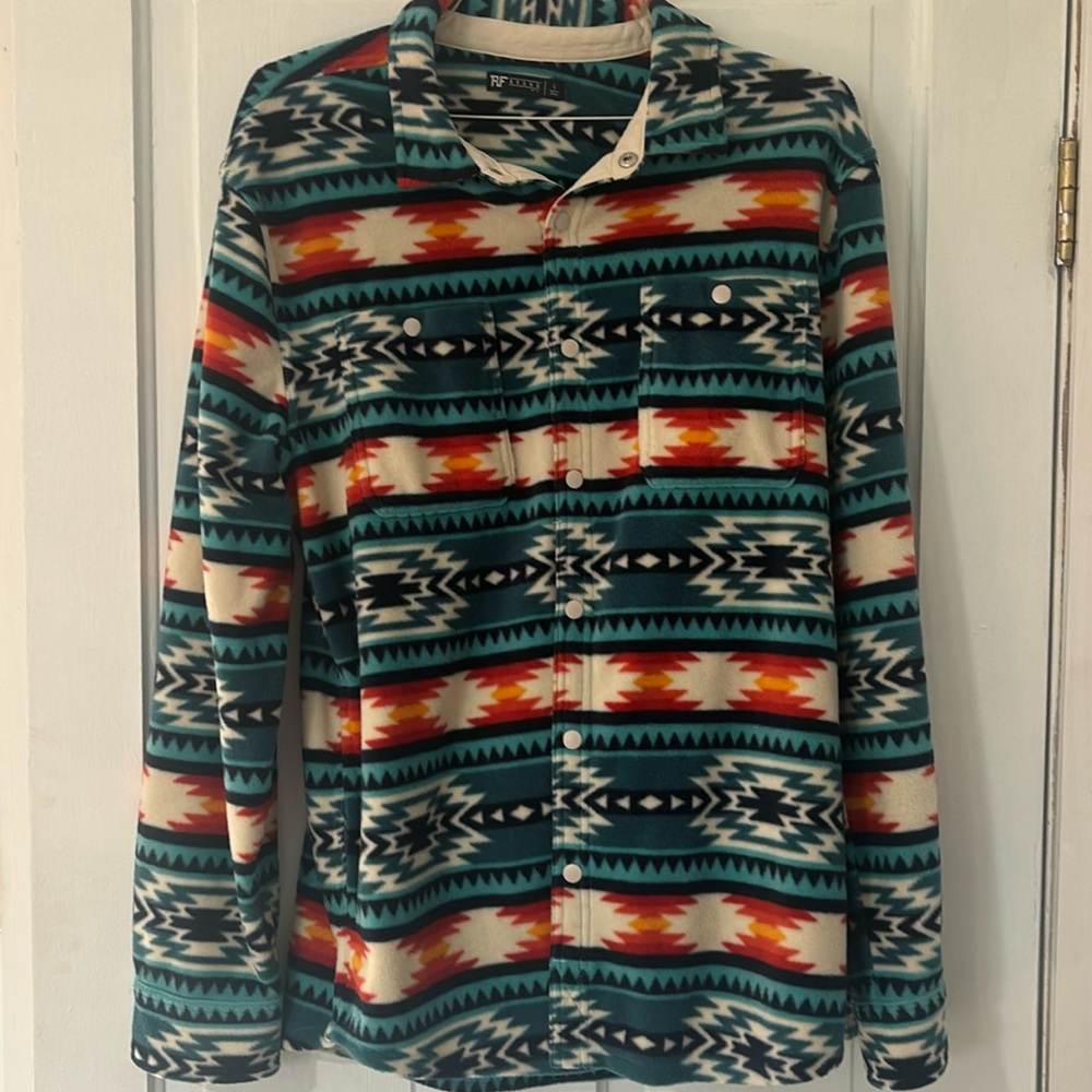 Vintage Aztec Button Up Fleece Sweatshirt